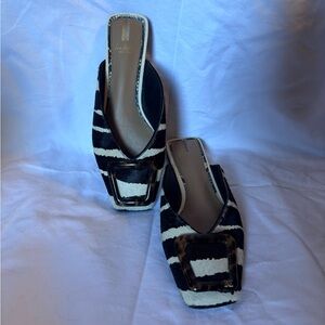 Sam Edelman Black and White Zebra Print Mules